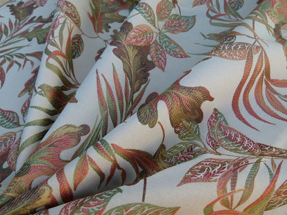 Scalamandre Old World Weavers Foliage Autumn Tropical Leaves Spectacular Lampas Orange Red Gold MSRP USD 296/Y