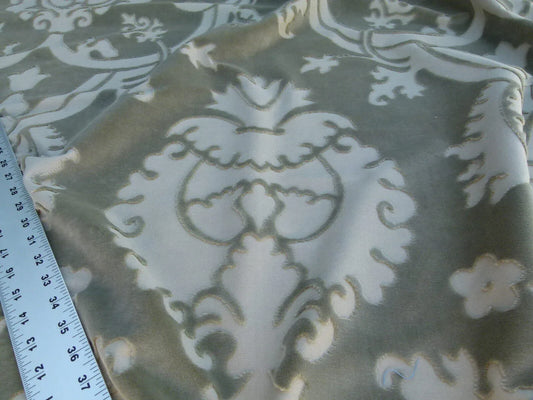 By Yard Scalamandre Fonthilll Velours Savoie Grey Cloud Gray Cut Velvet 100% Cotton Old World Weavers MSRP USD 304/Y