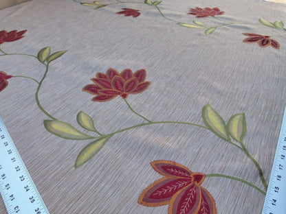 Scalamandre Less Is More Bronze Embroidery Vine Flower Red Gold Green MSRP USD 135/y