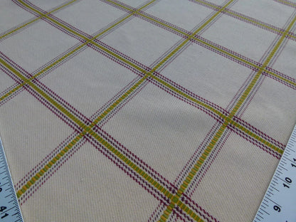 Scalamandre Rhumba Fonthill Green Gold Purple Heavy Wool Cotton Plaid Old World Weavers MSRP USD 264/Y