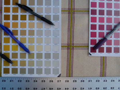 Scalamandre Rhumba Fonthill Green Gold Purple Heavy Wool Cotton Plaid Old World Weavers MSRP USD 264/Y