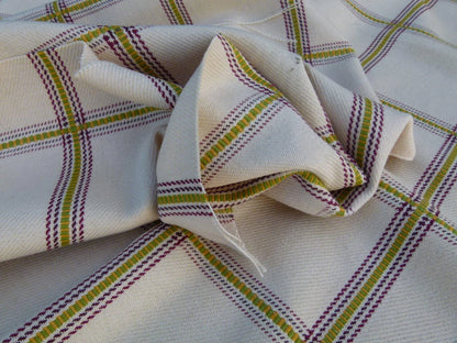 Scalamandre Rhumba Fonthill Green Gold Purple Heavy Wool Cotton Plaid Old World Weavers MSRP USD 264/Y