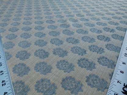 Scalamandre Fez Blue Mini Flowers Tree Crest Cotton Linen Chenille Fonthill Old World Weavers MSRP USD 208/Y