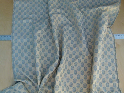 Scalamandre Fez Blue Mini Flowers Tree Crest Cotton Linen Chenille Fonthill Old World Weavers MSRP USD 208/Y