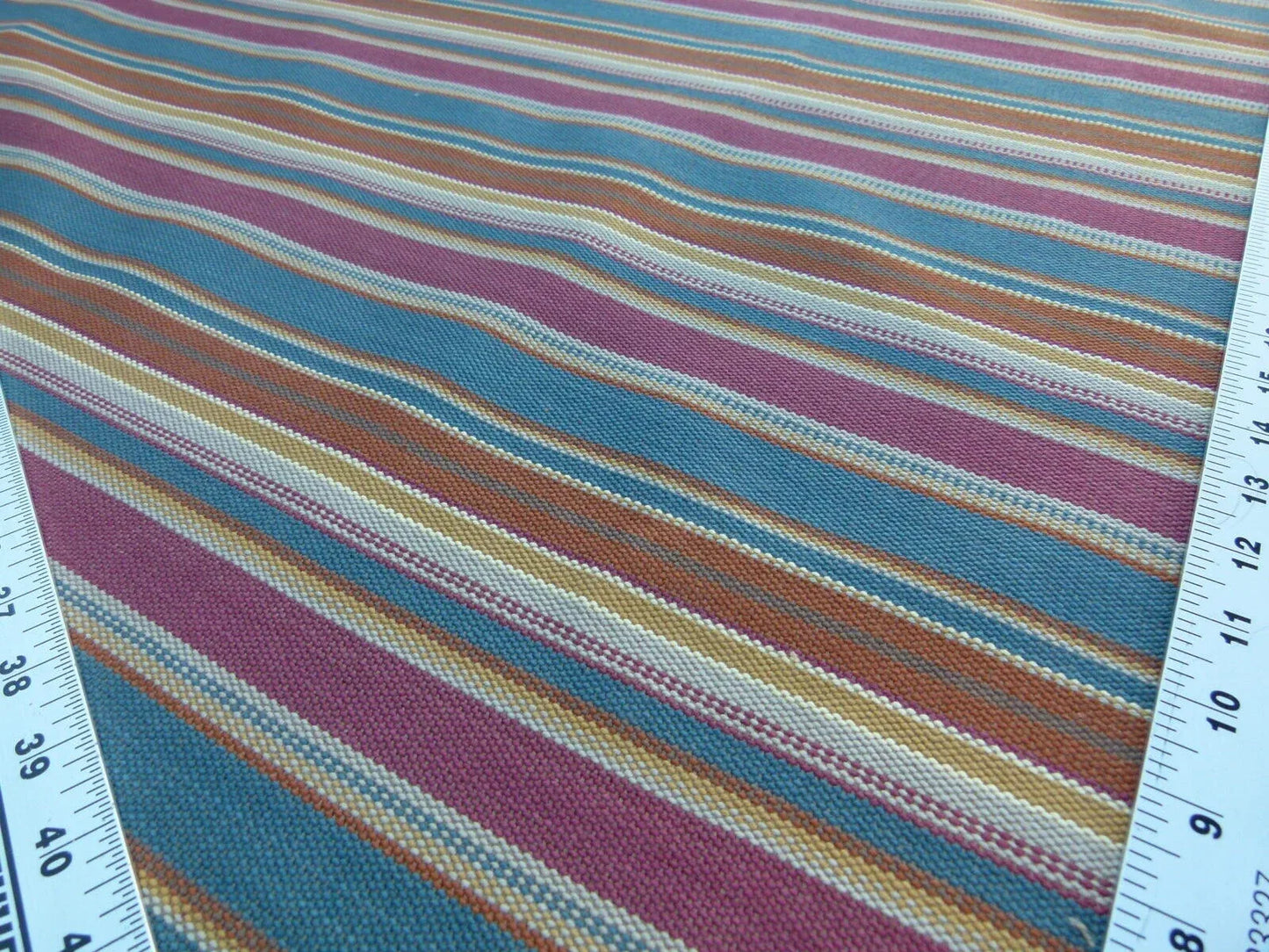 Scalamandre Wyke Ruby/Multi Old World Weavers Cotton Stripe MSRP USD 132/Y