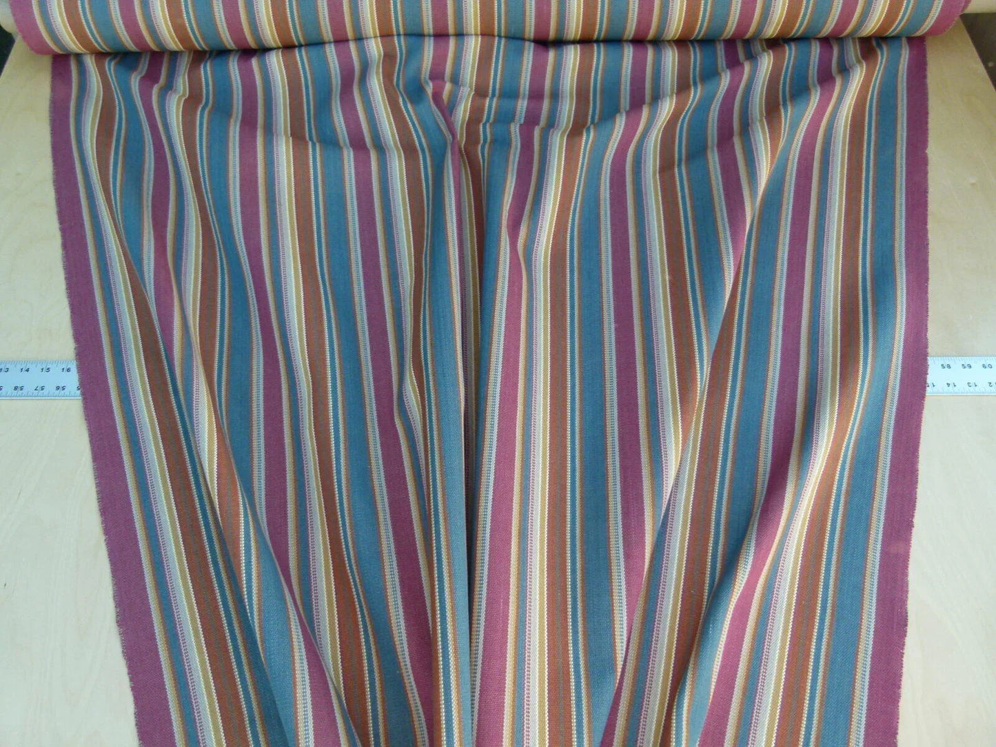 Scalamandre Wyke Ruby/Multi Old World Weavers Cotton Stripe MSRP USD 132/Y