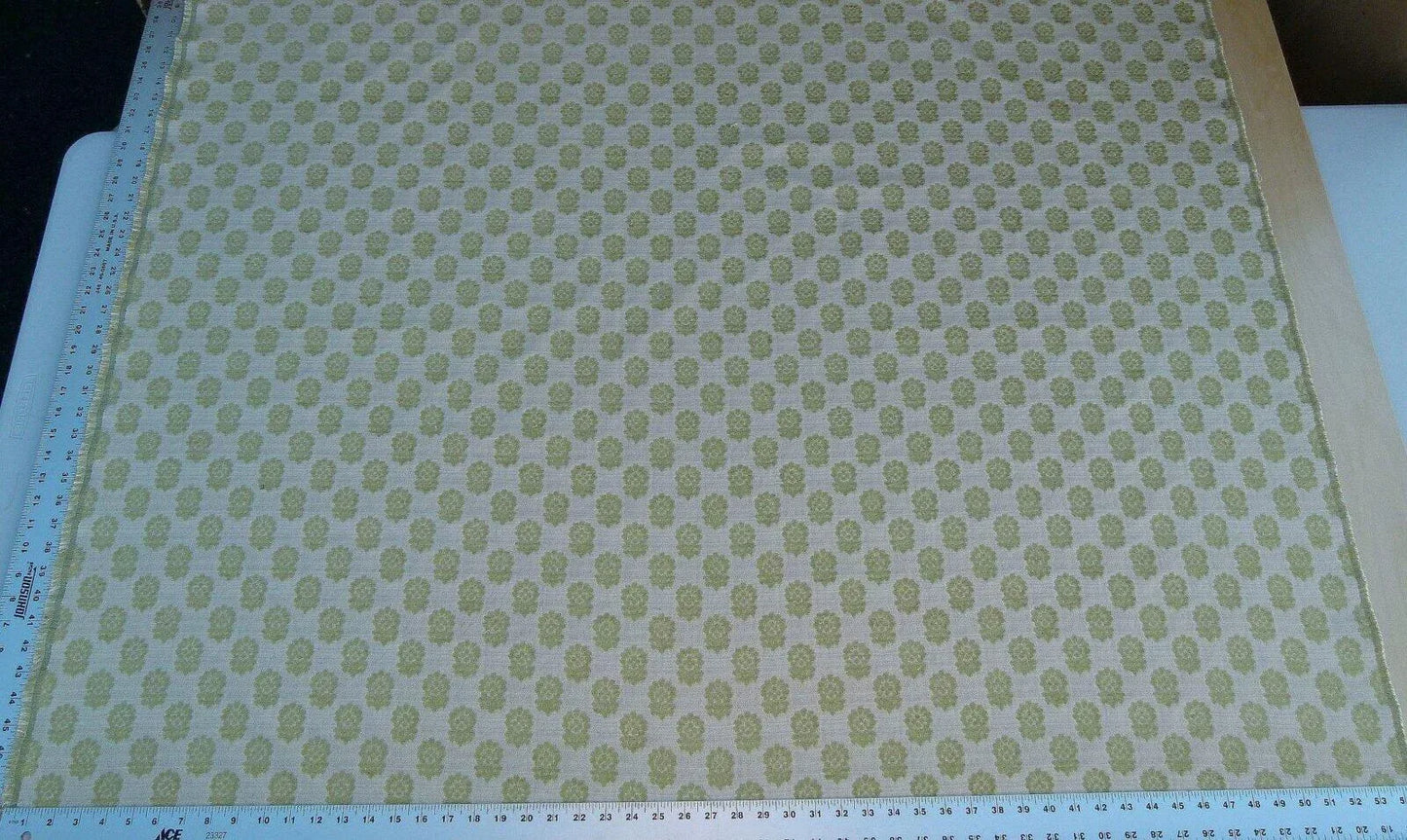 Scalamandre Fez Moss Green Mini Flowers Tree Crest Cotton Linen Chenille Fonthill Old World Weavers MSRP USD 208/Y