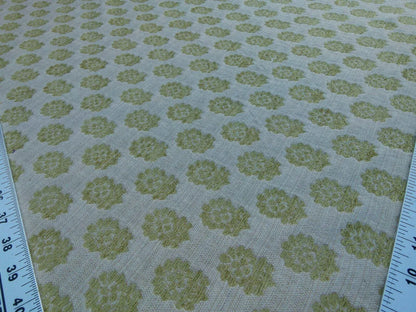 Scalamandre Fez Moss Green Mini Flowers Tree Crest Cotton Linen Chenille Fonthill Old World Weavers MSRP USD 208/Y