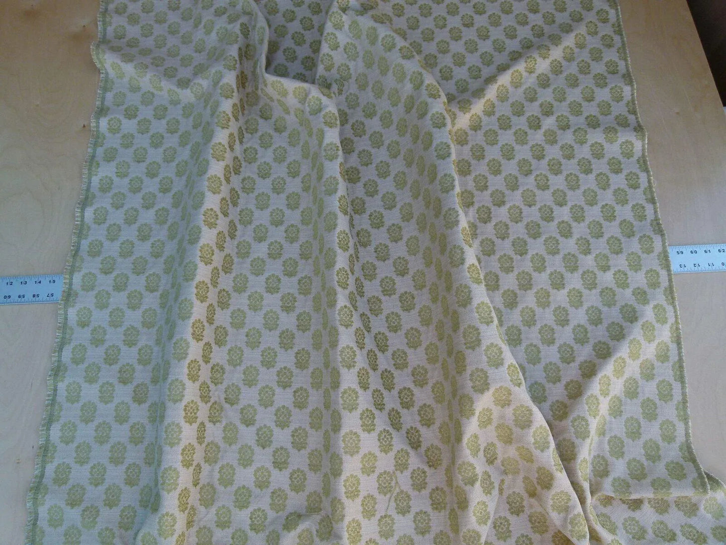 Scalamandre Fez Moss Green Mini Flowers Tree Crest Cotton Linen Chenille Fonthill Old World Weavers MSRP USD 208/Y