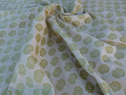 Scalamandre Fez Moss Green Mini Flowers Tree Crest Cotton Linen Chenille Fonthill Old World Weavers MSRP USD 208/Y