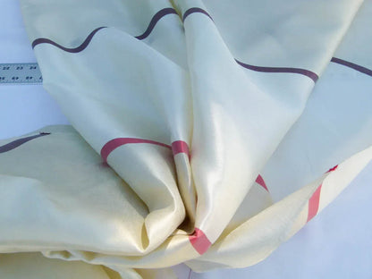 Scalamandre  Dorabella Garnet  Red Purple Stripe On White Silk Organza Old World Weavers MSRP USD 244/yard