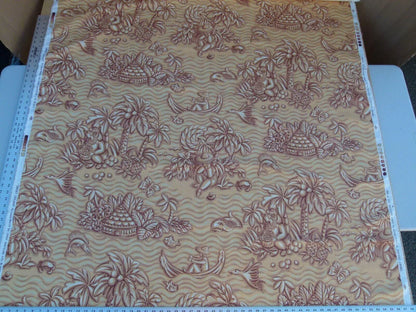 By Yd Scalamandre Sweet Leilani Mango Orange Red Linen Hawaii Grey Watkins MSRP USD 96/Y