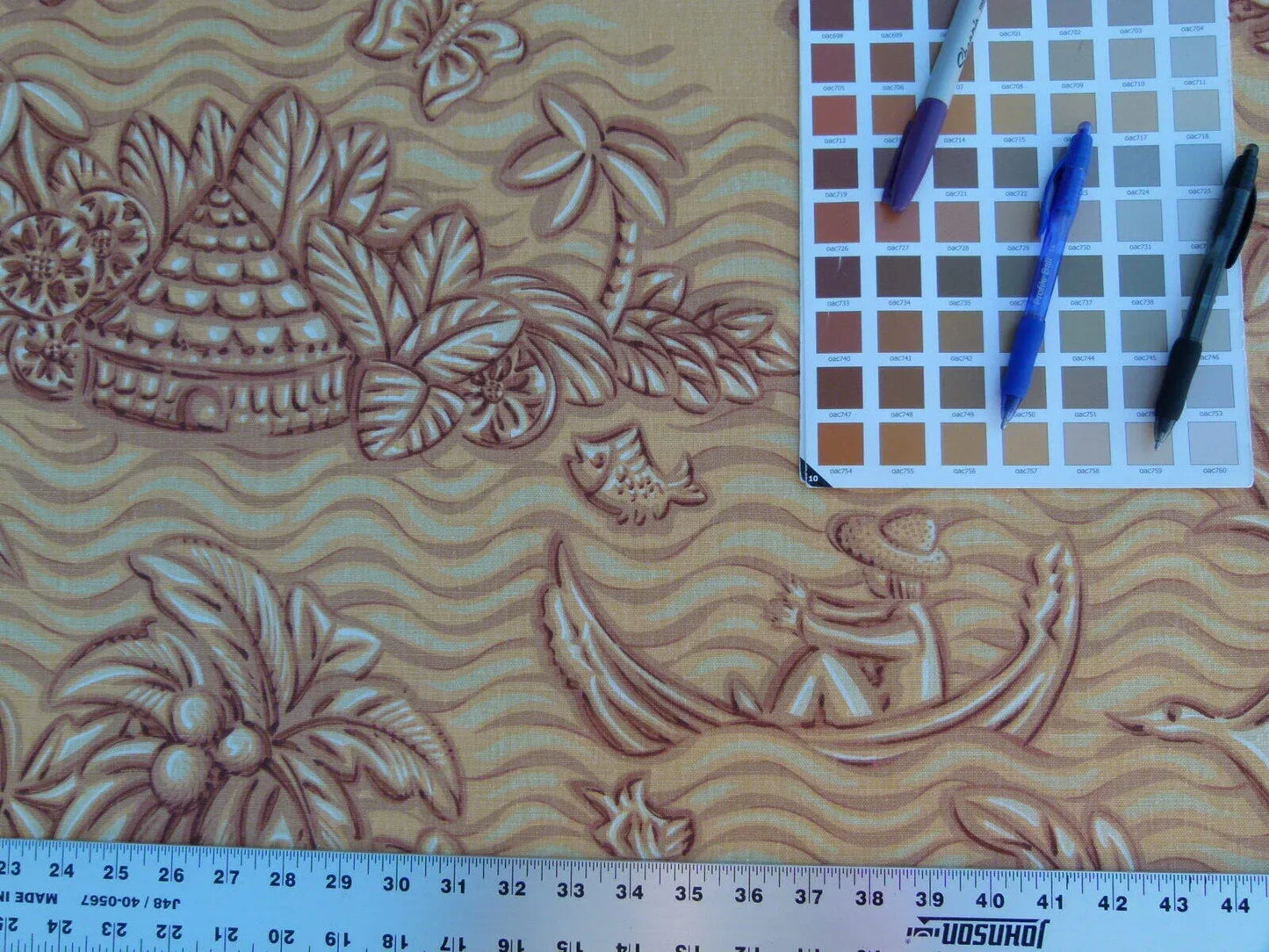 By Yd Scalamandre Sweet Leilani Mango Orange Red Linen Hawaii Grey Watkins MSRP USD 96/Y