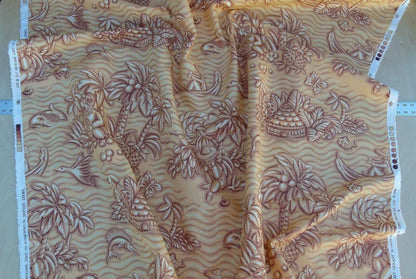 By Yd Scalamandre Sweet Leilani Mango Orange Red Linen Hawaii Grey Watkins MSRP USD 96/Y