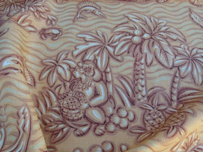 By Yd Scalamandre Sweet Leilani Mango Orange Red Linen Hawaii Grey Watkins MSRP USD 96/Y