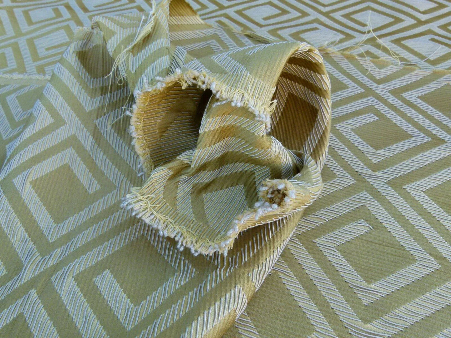 Scalamandre Eames Chartreuse Green Golden Silk Woven Diamond Chenille  Old World Weavers MSRP USD 280/Y