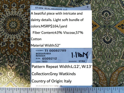 Scalamandre Bessarabia Gw Reseda Green Gold Arabic Brocade Old World Weavers MSRP USD 264/Y