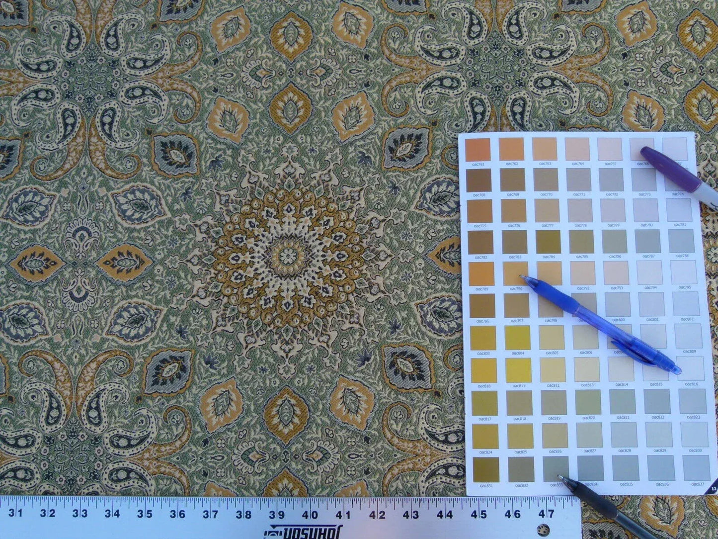 Scalamandre Bessarabia Gw Reseda Green Gold Arabic Brocade Old World Weavers MSRP USD 264/Y