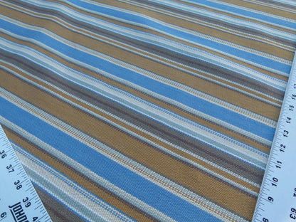 Scalamandre wyke Blue/multi Brown White Aqua  Old World Weavers Heavy Cotton Stripe MSRP USD 132/y