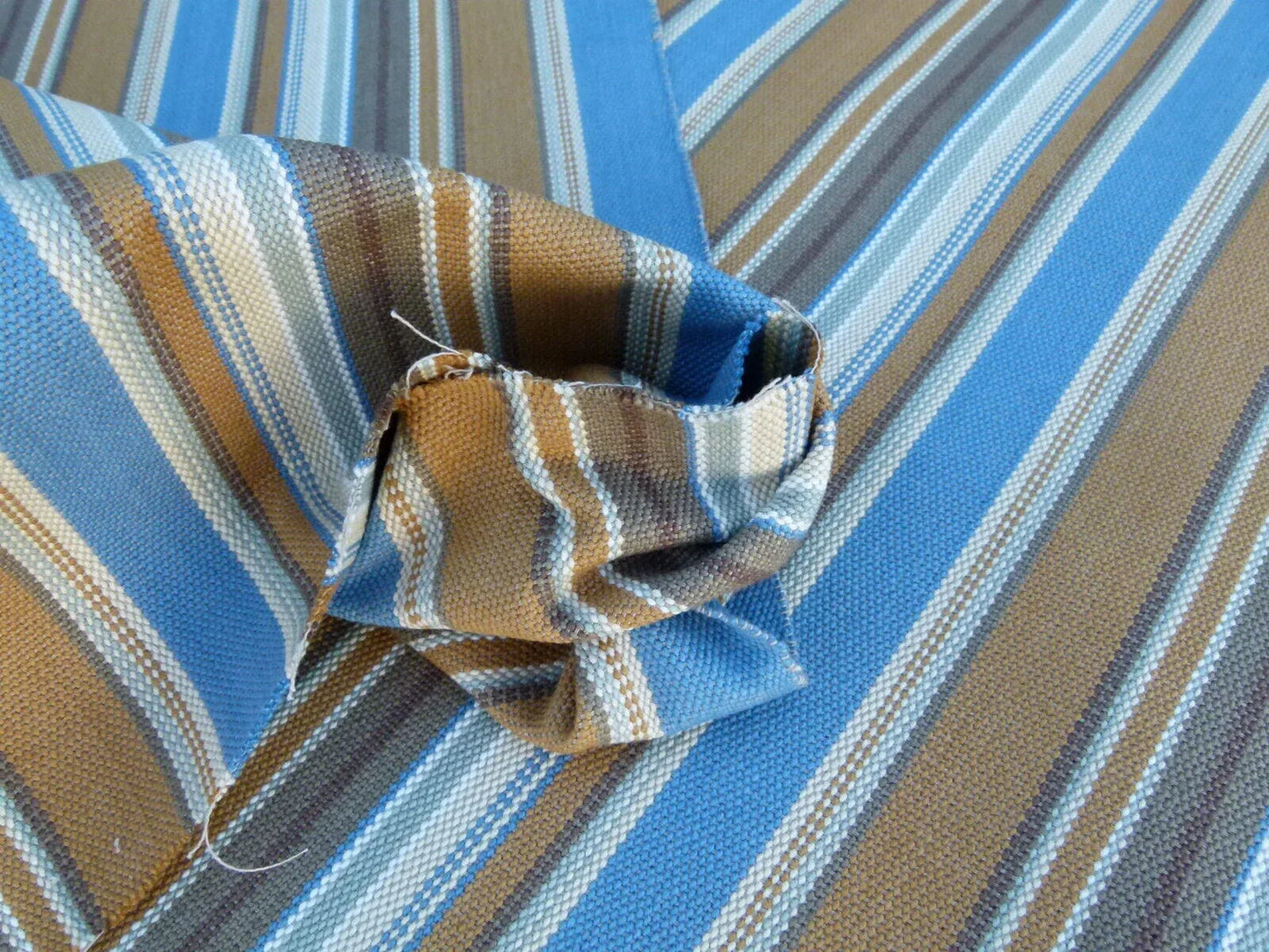 Scalamandre wyke Blue/multi Brown White Aqua  Old World Weavers Heavy Cotton Stripe MSRP USD 132/y