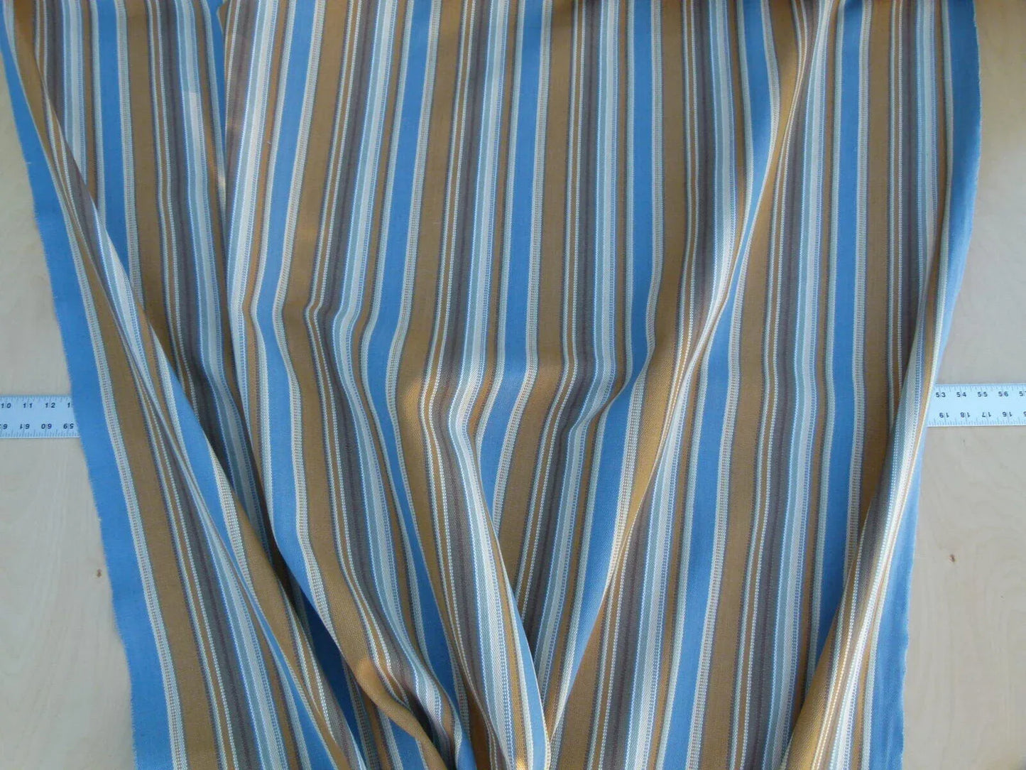 Scalamandre wyke Blue/multi Brown White Aqua  Old World Weavers Heavy Cotton Stripe MSRP USD 132/y