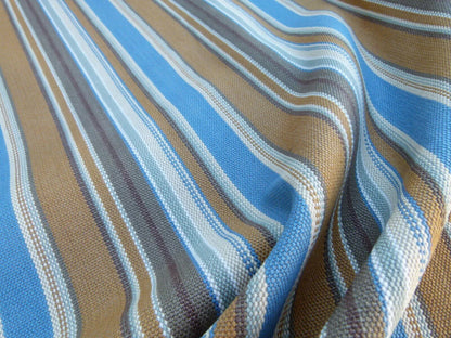 Scalamandre wyke Blue/multi Brown White Aqua  Old World Weavers Heavy Cotton Stripe MSRP USD 132/y