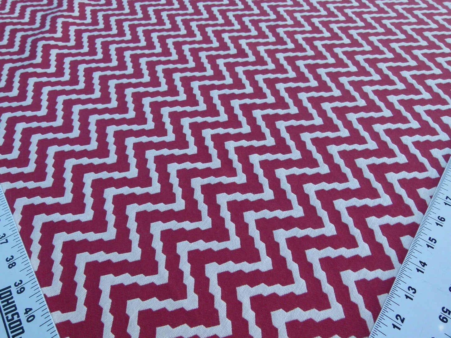 Scalamandre Chantico Chevron Lattice Red White Linen Cotton Woven  Old World Weavers Chevron MSRP USD 198/Y