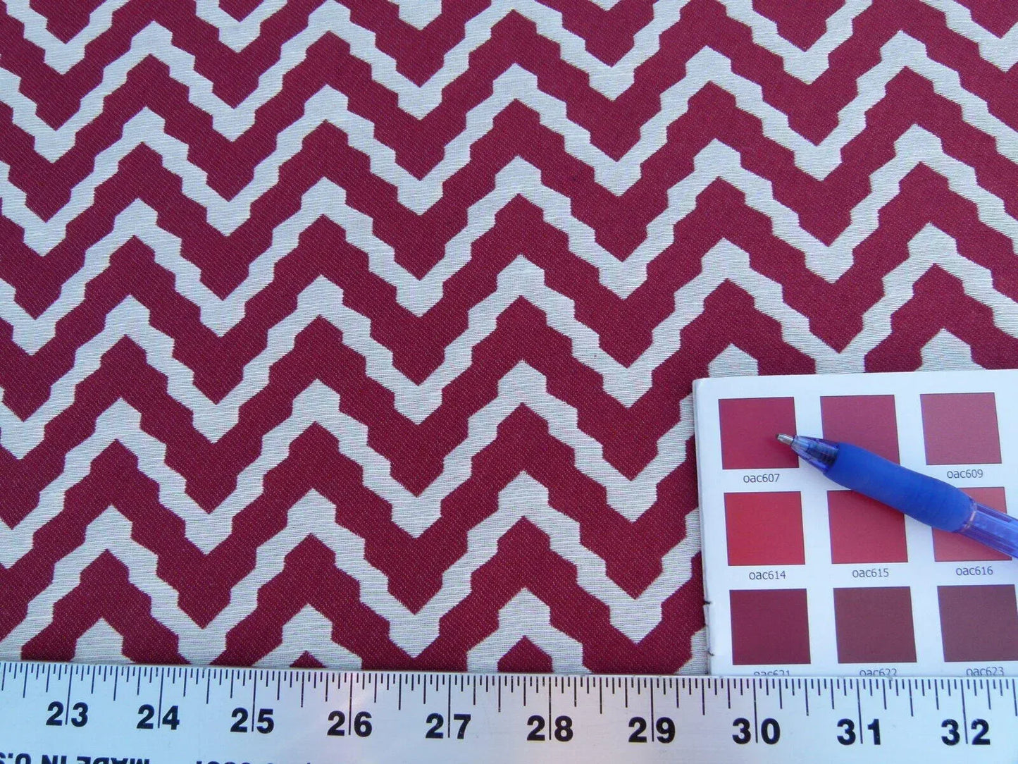 Scalamandre Chantico Chevron Lattice Red White Linen Cotton Woven  Old World Weavers Chevron MSRP USD 198/Y