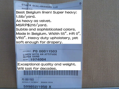 By Yard Scalamandre Linen With An Attitude Quick Sand Tan Beige Gray Grey Watkins MSRP USD 216/y