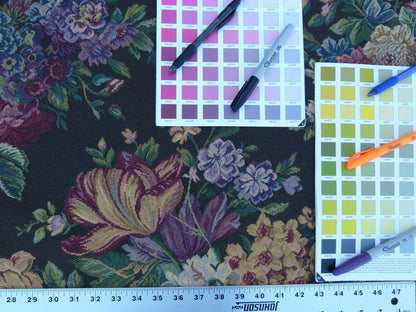 Scalamandre Mals II Multi On Green Tulip Peony Rose Bouquet Old World Weavers Tapestry MSRP USD 168/y