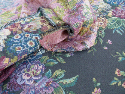 Scalamandre Mals II Multi On Green Tulip Peony Rose Bouquet Old World Weavers Tapestry MSRP USD 168/y