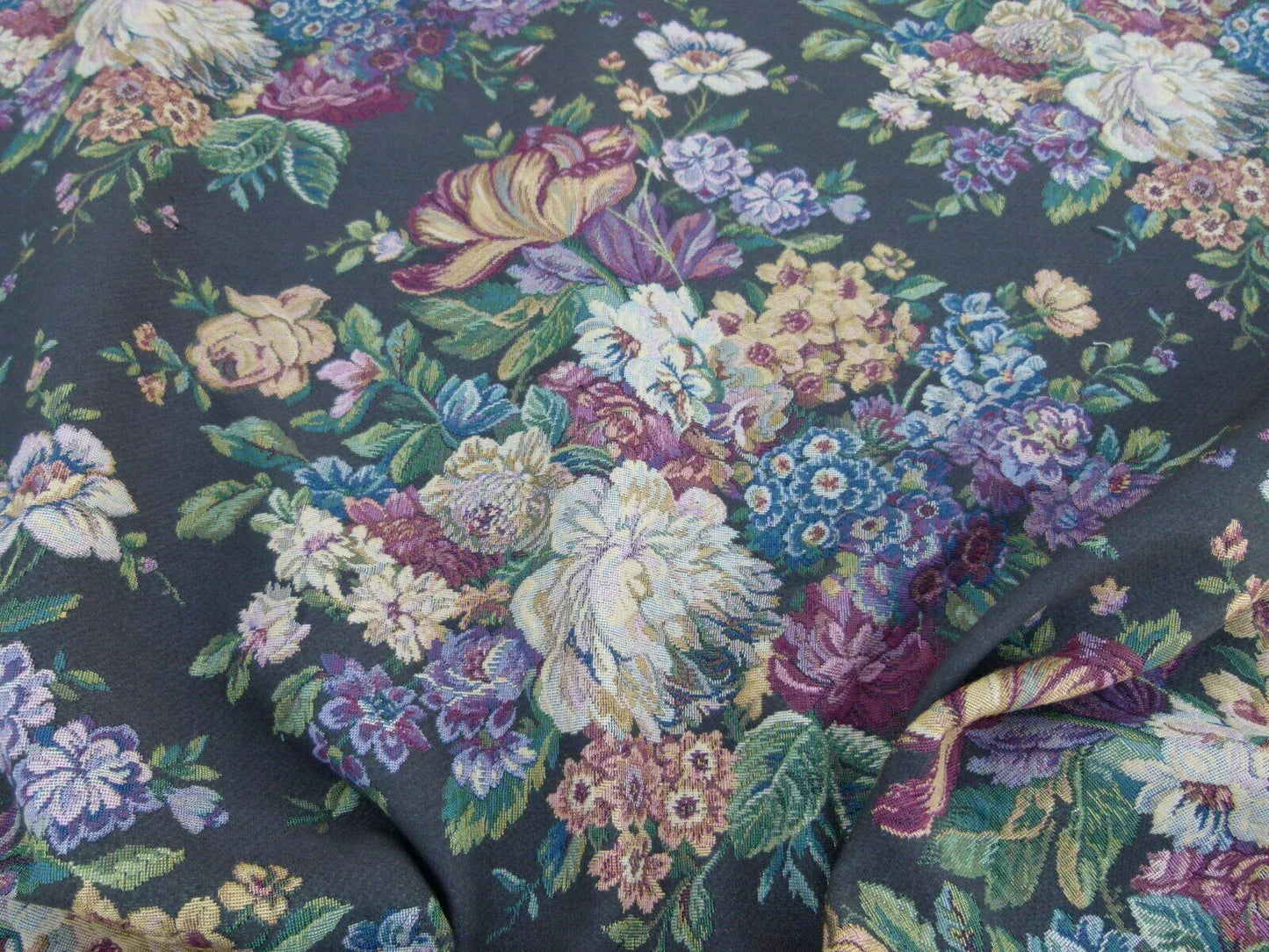 Scalamandre Mals II Multi On Green Tulip Peony Rose Bouquet Old World Weavers Tapestry MSRP USD 168/y