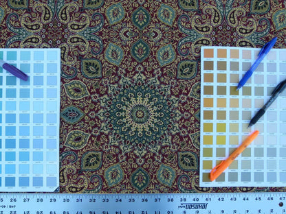 Scalamandre Bessarabia Grey Watkins Spice Red Gold Arabic Brocade Old World Weavers MSRP USD 264/Y