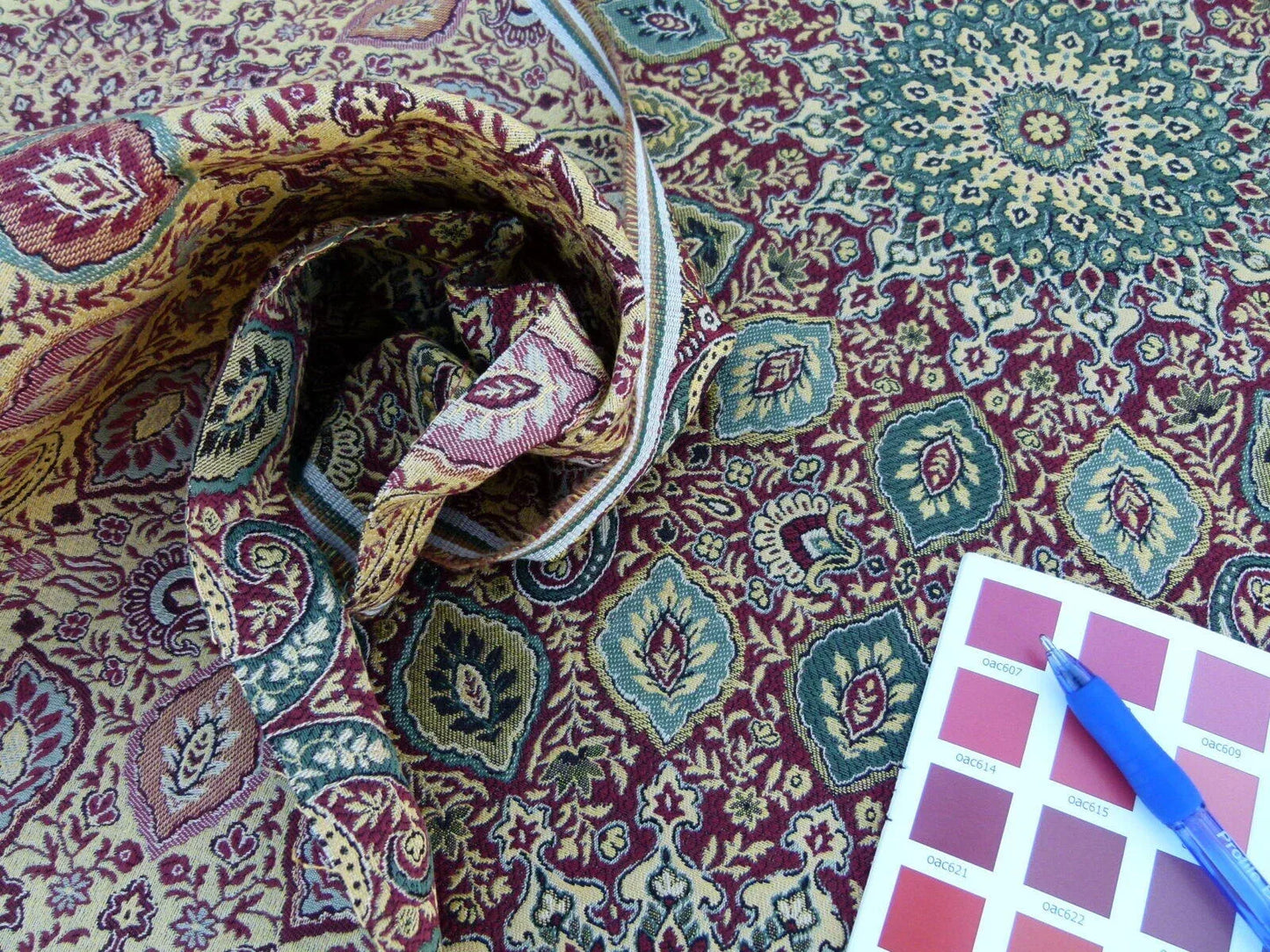 Scalamandre Bessarabia Grey Watkins Spice Red Gold Arabic Brocade Old World Weavers MSRP USD 264/Y