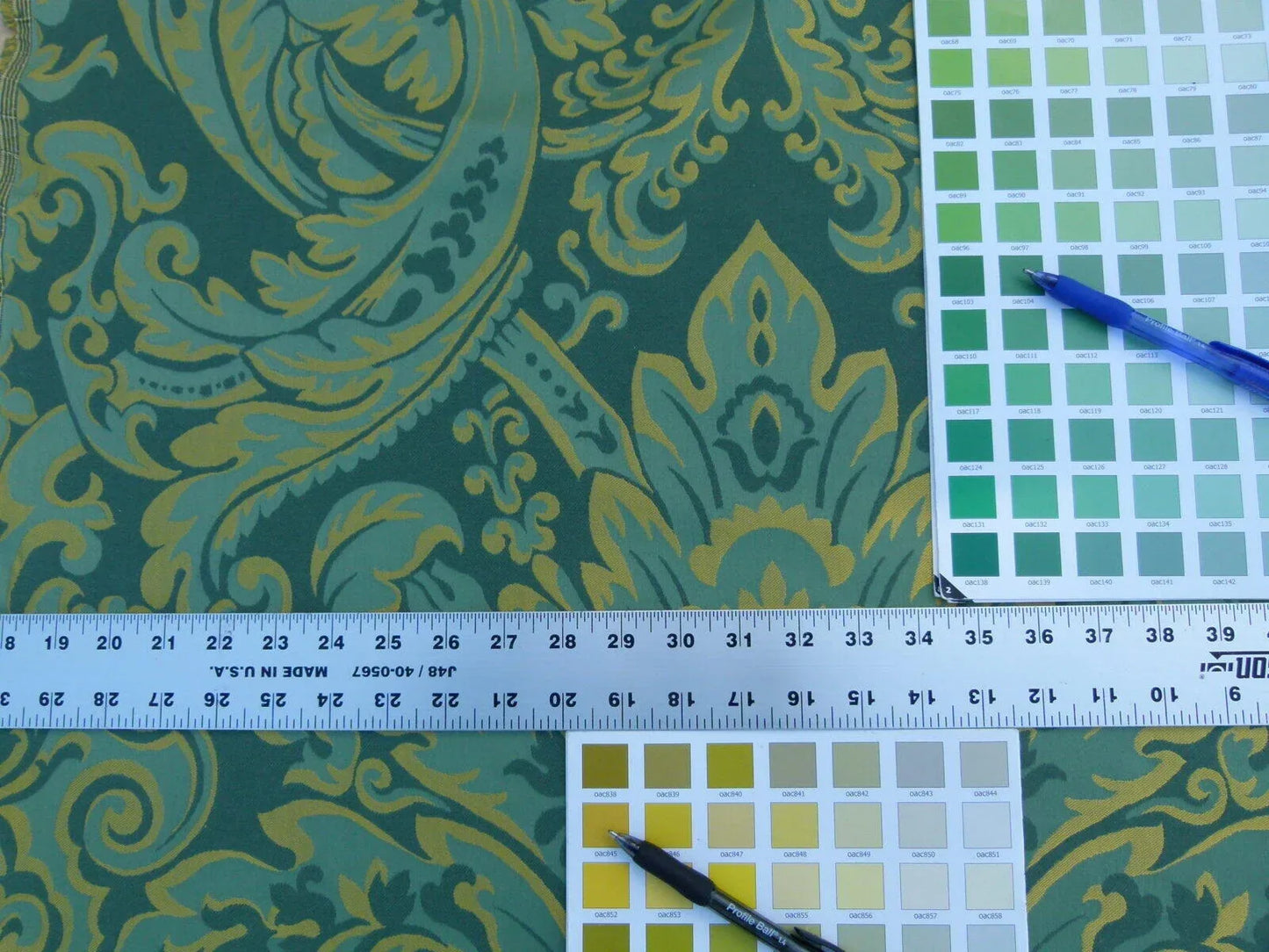 Scalamandre "chagall Green Jade Gold Renaissance Cotton Damask Old World Weavers MSRP USD 152/y