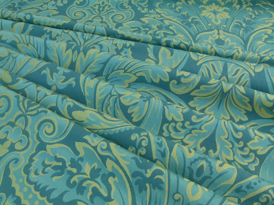 Scalamandre Chagall Green Jade Gold Renaissance Cotton Damask Old World Weavers MSRP USD 152/y