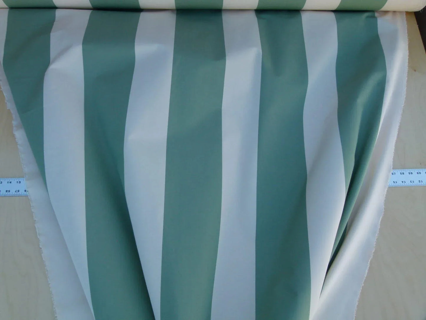 Scalamandre " Vertical Faille Stripe " in Special Green &amp; Cream Cotton Satin Old World Weavers MSRP USD 228/Y