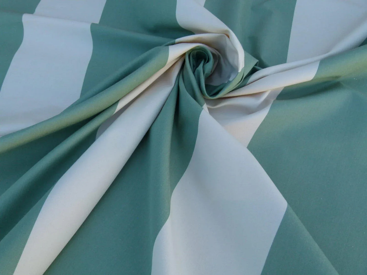 Scalamandre " Vertical Faille Stripe " in Special Green &amp; Cream Cotton Satin Old World Weavers MSRP USD 228/Y