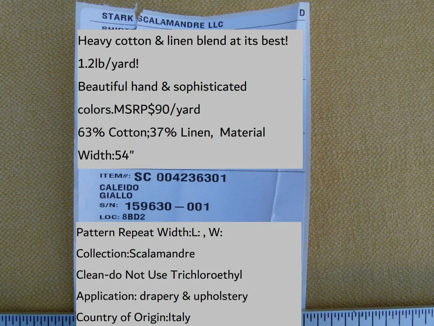 Scalamandre Caleido Giallo Yellow Heavy MSRP USD 120/y