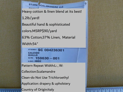 Scalamandre Caleido Giallo Yellow Heavy MSRP USD 120/y