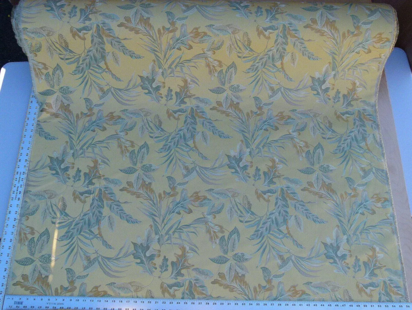 Scalamandre Old World Weavers Foliage Green Tropical Leaves Spectacular Lampas Yellow Gold MSRP USD 296/Y