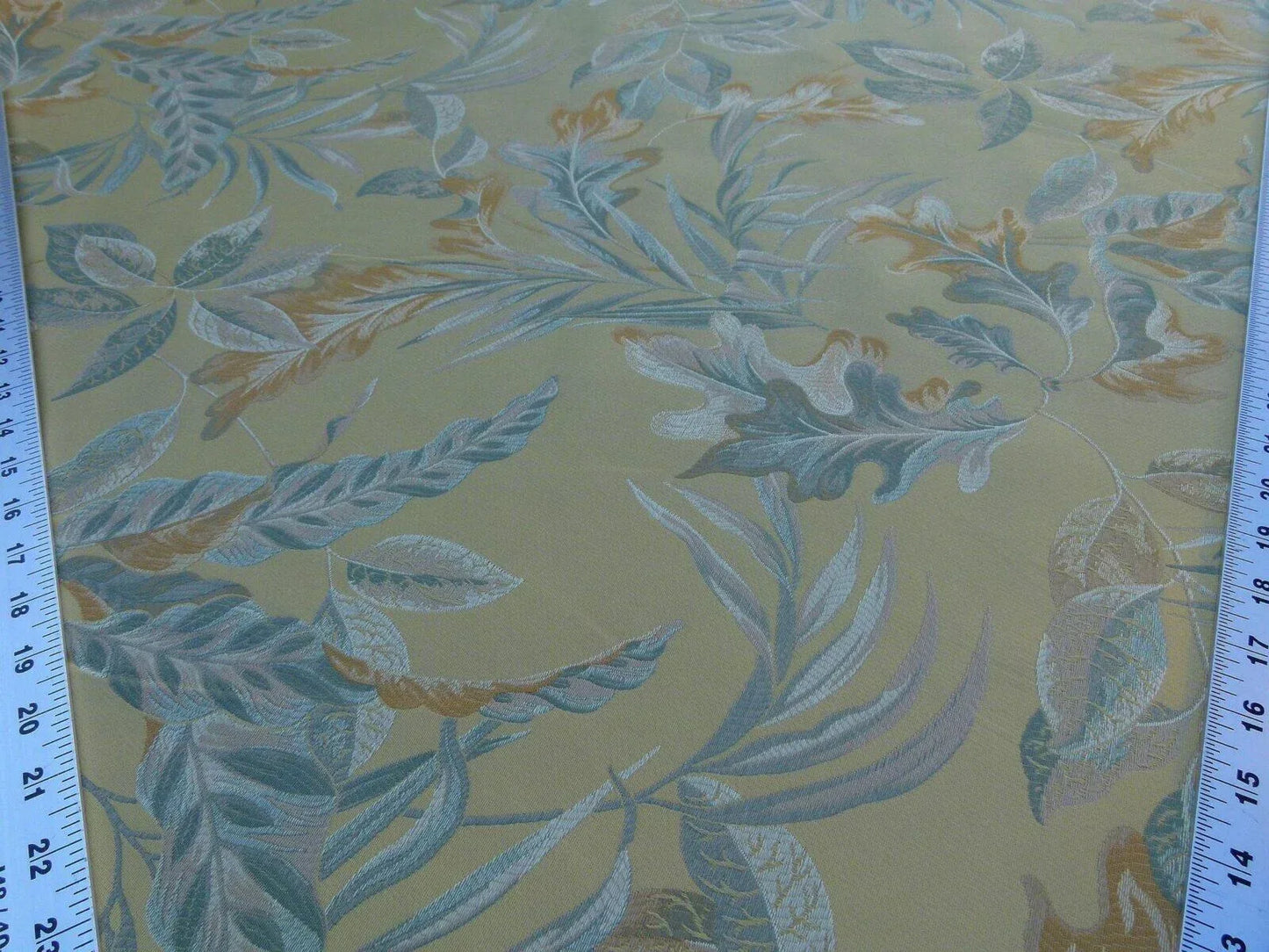 Scalamandre Old World Weavers Foliage Green Tropical Leaves Spectacular Lampas Yellow Gold MSRP USD 296/Y