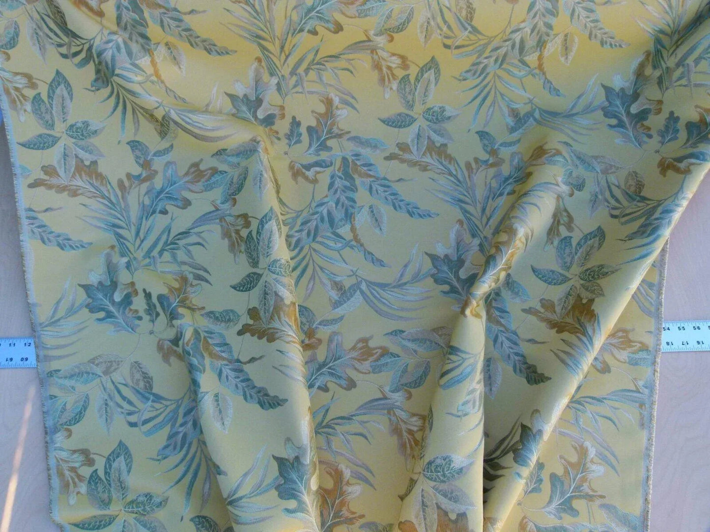 Scalamandre Old World Weavers Foliage Green Tropical Leaves Spectacular Lampas Yellow Gold MSRP USD 296/Y