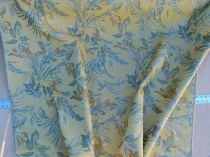 Scalamandre Old World Weavers Foliage Green Tropical Leaves Spectacular Lampas Yellow Gold MSRP USD 296/Y