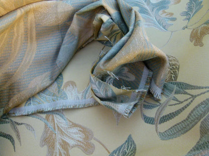 Scalamandre Old World Weavers Foliage Green Tropical Leaves Spectacular Lampas Yellow Gold MSRP USD 296/Y