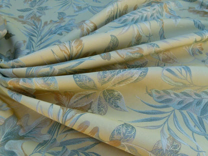 Scalamandre Old World Weavers Foliage Green Tropical Leaves Spectacular Lampas Yellow Gold MSRP USD 296/Y