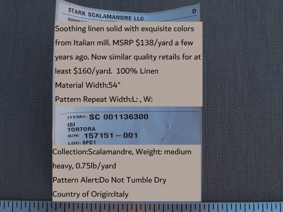 Scalamandre Old World Weavers Isi Tortora Grey Beige 100% Linen MSRP USD 138/yd - By the yard