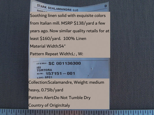 Scalamandre Old World Weavers Isi Tortora Grey Beige 100% Linen MSRP USD 138/yd - By the yard