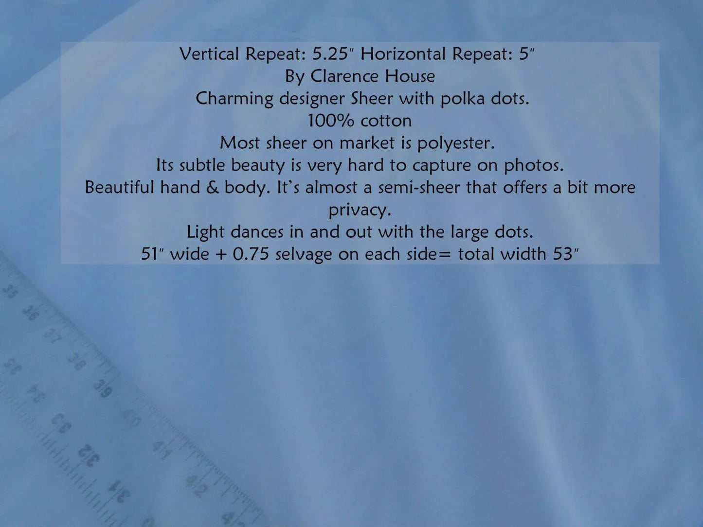 Bty Clarence House 100% Cotton Sheer With Polka Dots Blanc #1527