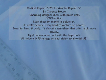 Bty Clarence House 100% Cotton Sheer With Polka Dots Blanc #1527